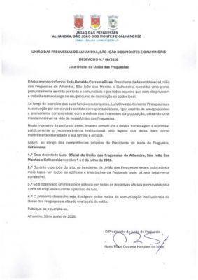 Luto oficial da Uni&atilde;o de Freguesias